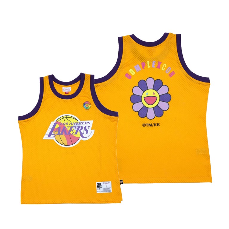 Men's Los Angeles Lakers NBA Takashi Murakami ComplexCon Limited Fashion Edition Gold Basketball Jersey OAD2183IK